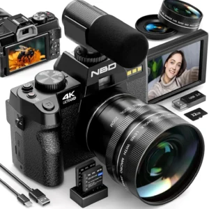 48MP 4K Digital Camera with 16X Zoom and 180° Flip Screen